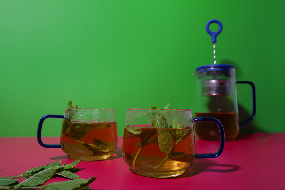 La Cafetière Glass Mug With Green Glass Handle, Set of 2, 275ml