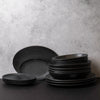 16pc Black Dinnerware Set with 4x 25cm Plates, 4x 35cm Plates, 4 x 25cm Bowls and 4x 30cm Bowls - Caviar image 2