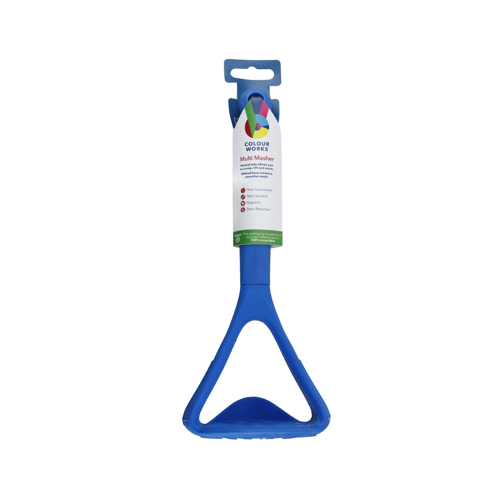 Colourworks Blue Silicone Potato Masher with Built-In Scoop