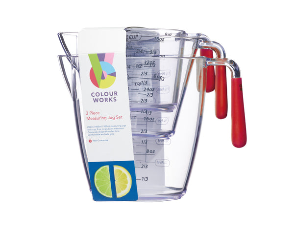 Colourworks 3 Piece Red Acrylic Measuring Jug Set image 4