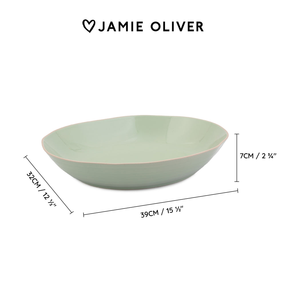 Jamie Oliver Big Love Serving Bowl, Stoneware, Green, 39 x 32cm