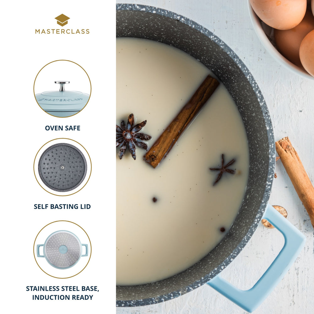 MasterClass Sky Blue Cast Aluminium Casserole Dish, 2.5L