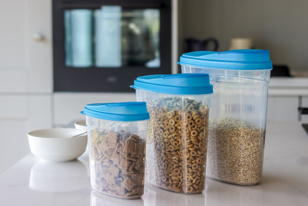 KitchenCraft BPA-Free Plastic Dry Food Storage Containers with Clip Lids, 3-Piece Set