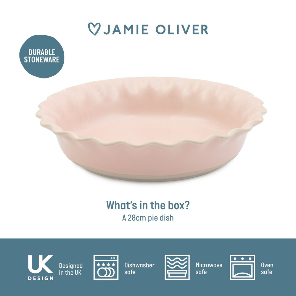 Jamie Oliver Big Love Proper Pie Dish, Stoneware, Pink, 28 x 6cm