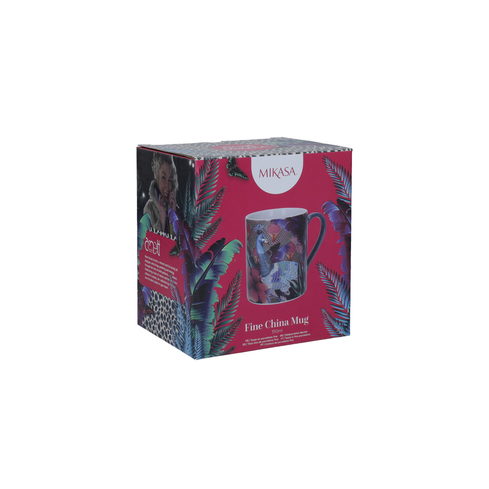 Mikasa x Sarah Arnett Porcelain Mug with Peacock Print, 350ml