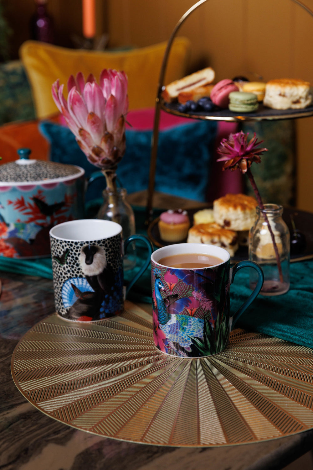 Mikasa x Sarah Arnett Porcelain Mug with Peacock Print, 350ml