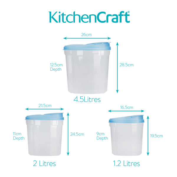 KitchenCraft BPA-Free Plastic Dry Food Storage Containers with Clip Lids, 3-Piece Set image 8