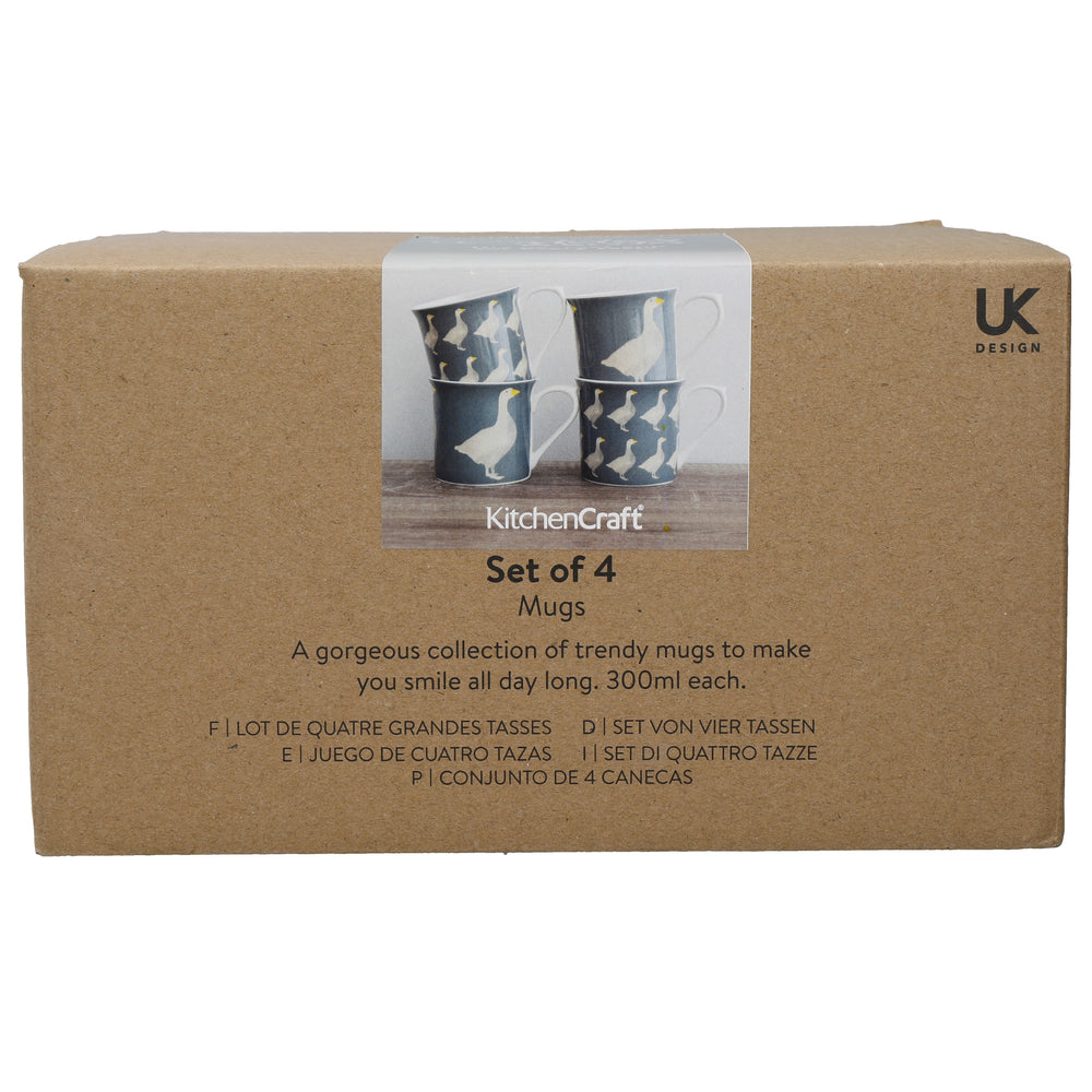 KitchenCraft Fluted Geese Design Mugs - Set of 4