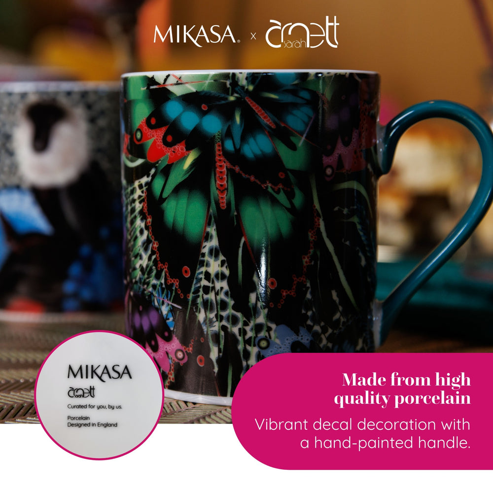 Mikasa x Sarah Arnett Porcelain Mug with Butterfly Print, 350ml