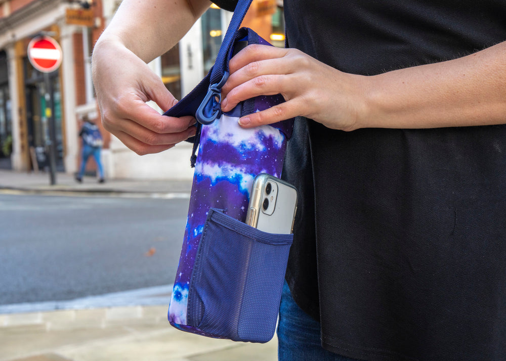 BUILT Insulated Bottle Bag with Shoulder Strap and Food-Safe Thermal Lining - 'Galaxy'