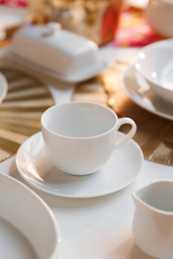 Mikasa Chalk Porcelain Teacup and Saucer Set, Set of 2, 220ml, White image 4