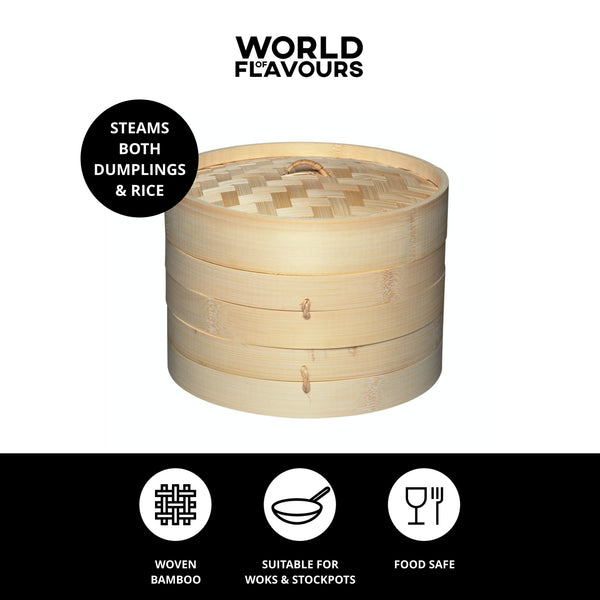 KitchenCraft World of Flavours Oriental Medium Two Tier Bamboo Steamer and Lid image 8