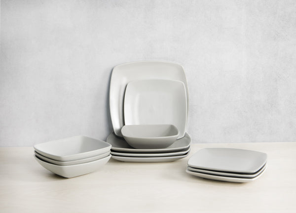 Creative Tops Raven Grey 12 Piece Dinner Set, Square, Ceramic, Service for 4 image 2