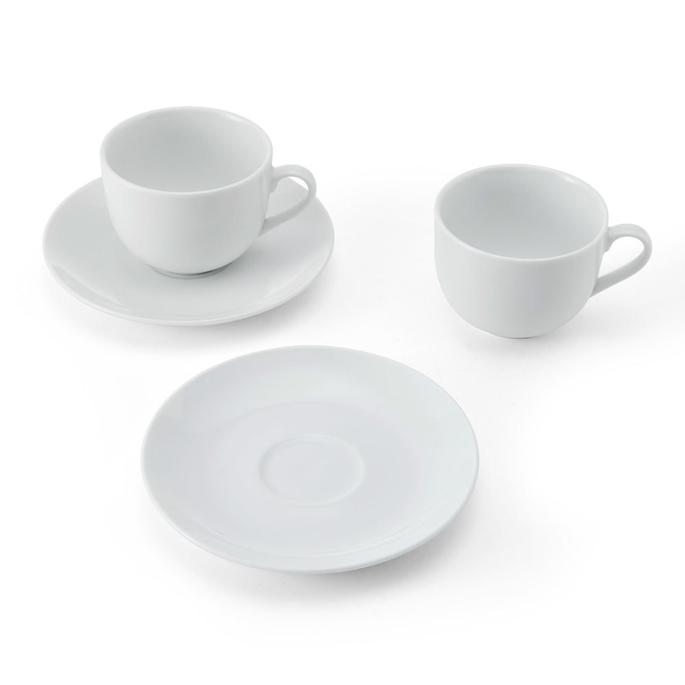 Mikasa Chalk Porcelain Teacup and Saucer Set, Set of 2, 220ml, White