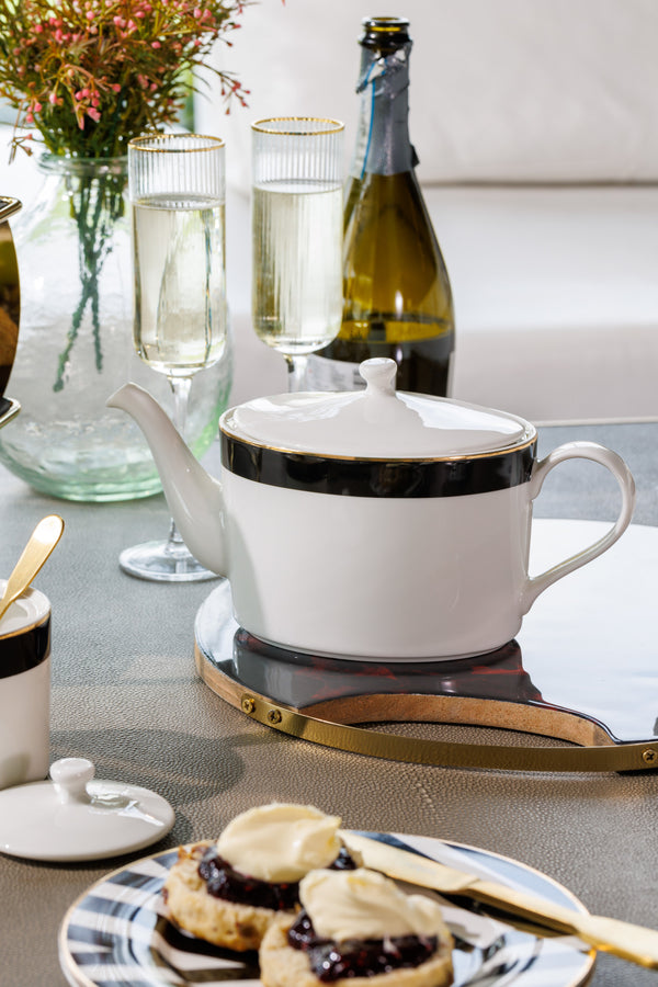 Mikasa Luxe Deco 4-Cup China Teapot, 1.1L, White image 2