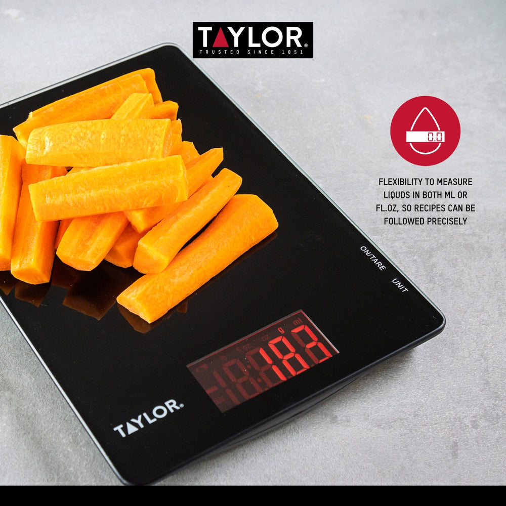Taylor Pro Black Glass Digital Dual 5Kg Kitchen Scale