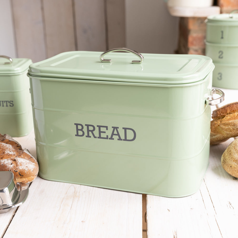 Living Nostalgia Large Metal Bread Bin - English Sage Green