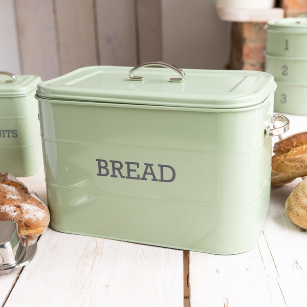 Living Nostalgia Large Metal Bread Bin - English Sage Green image 5