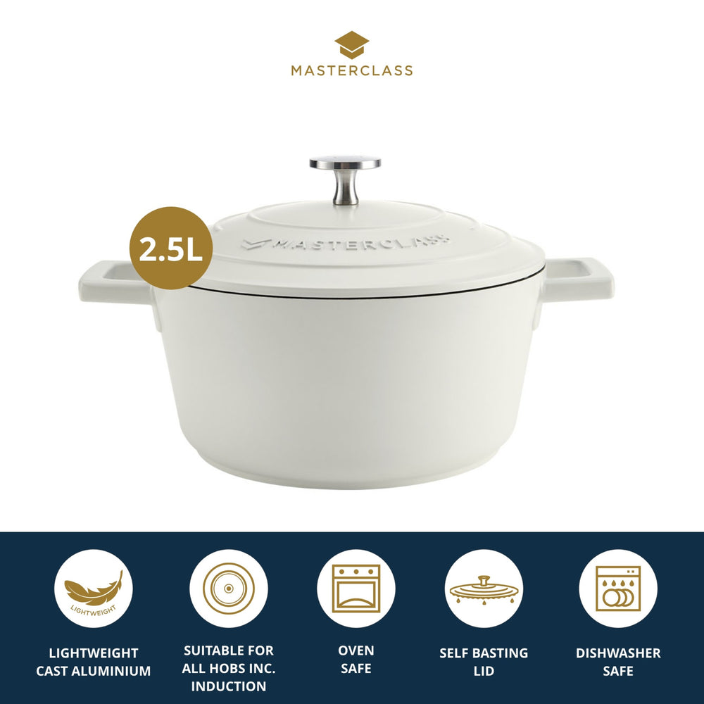 MasterClass Cream Cast Aluminium Casserole Dish, 2.5L