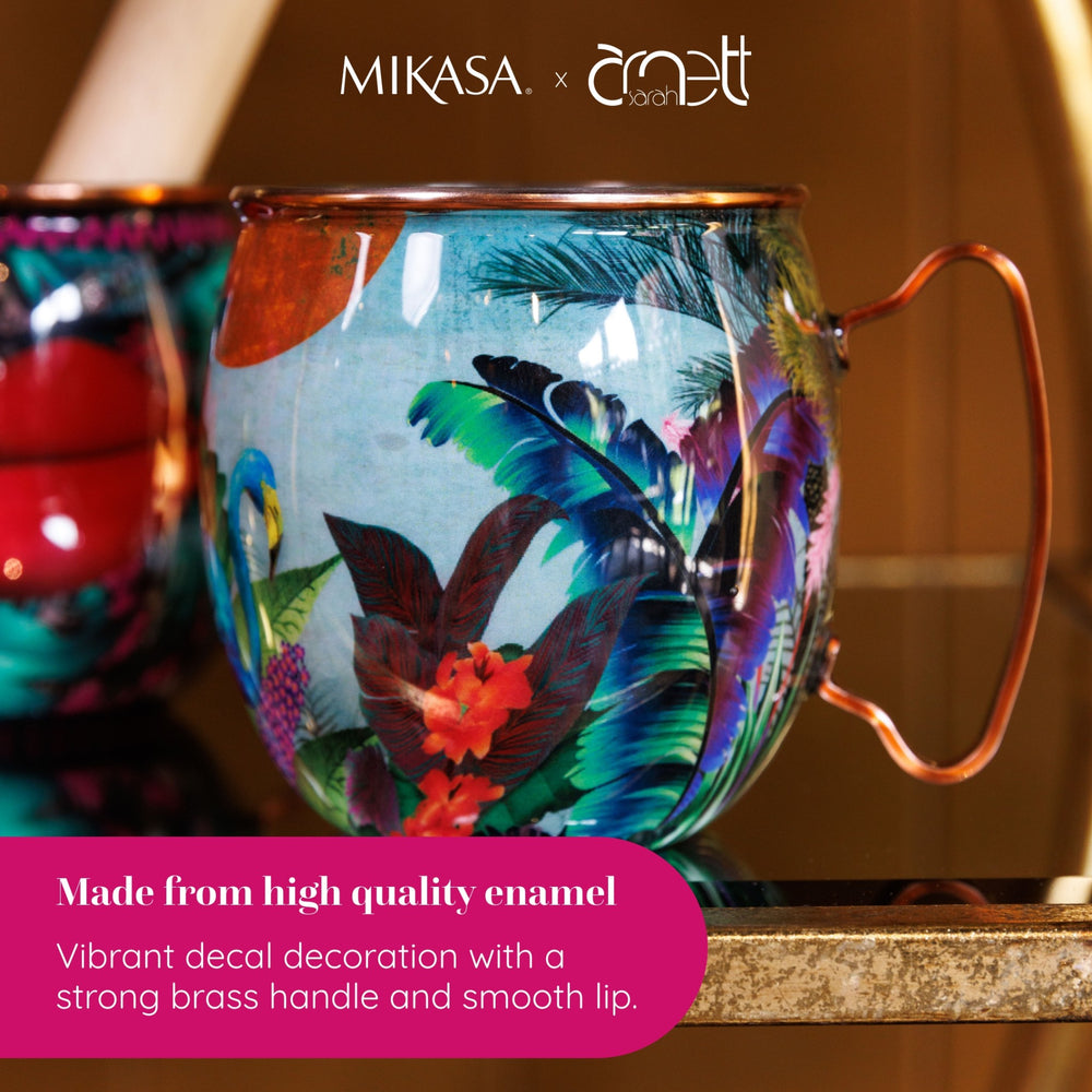 Mikasa x Sarah Arnett Stainless Steel Moscow Mule Mug with Flamingo Print, 450ml