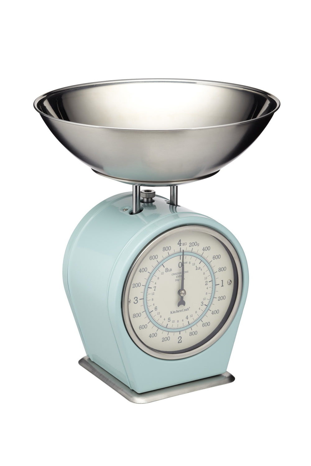 2pc Vintage Blue Kitchenware Set with Wall Clock and Mechanical Weighing Scales