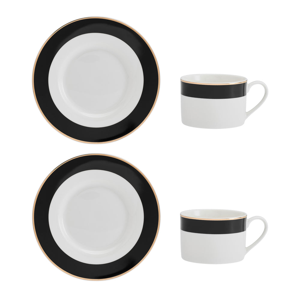 Mikasa Luxe Deco China Tea Cups and Saucers, Set of 2, 200ml image 1
