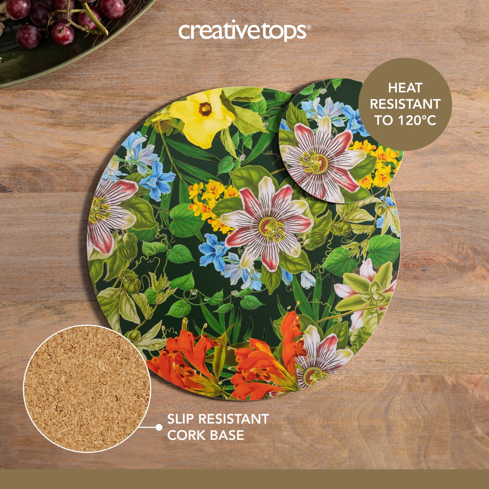 Creative Tops Tropical Floral Set Of 4 Round Placemats, 29 x 29CM