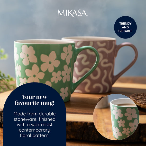 Mikasa Wax Resist Green Flower Mug, 360ML image 9