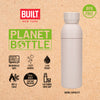 BUILT Planet Bottle, 500ml Recycled Reusable Water Bottle with Leakproof Lid - Pale Pink image 10
