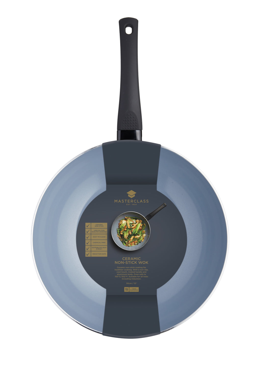 MasterClass Ceramic Non-Stick Induction-Ready Wok, 30cm