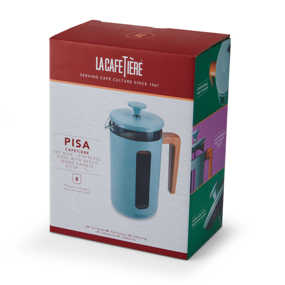 La Cafetière Pisa 8 Cup Cafetière Sky Blue, 1L