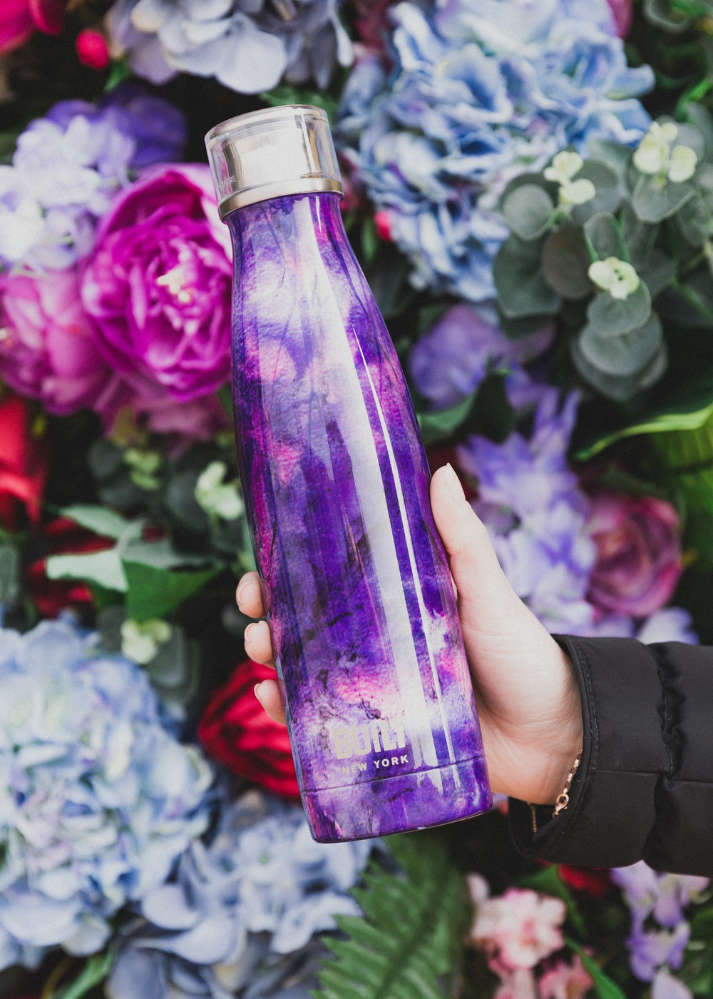 Built 500ml Double Walled Stainless Steel Water Bottle Purple Marble