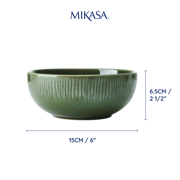 Mikasa Jardin Stoneware Cereal Bowls, Set of 4, 15cm, Green image 6