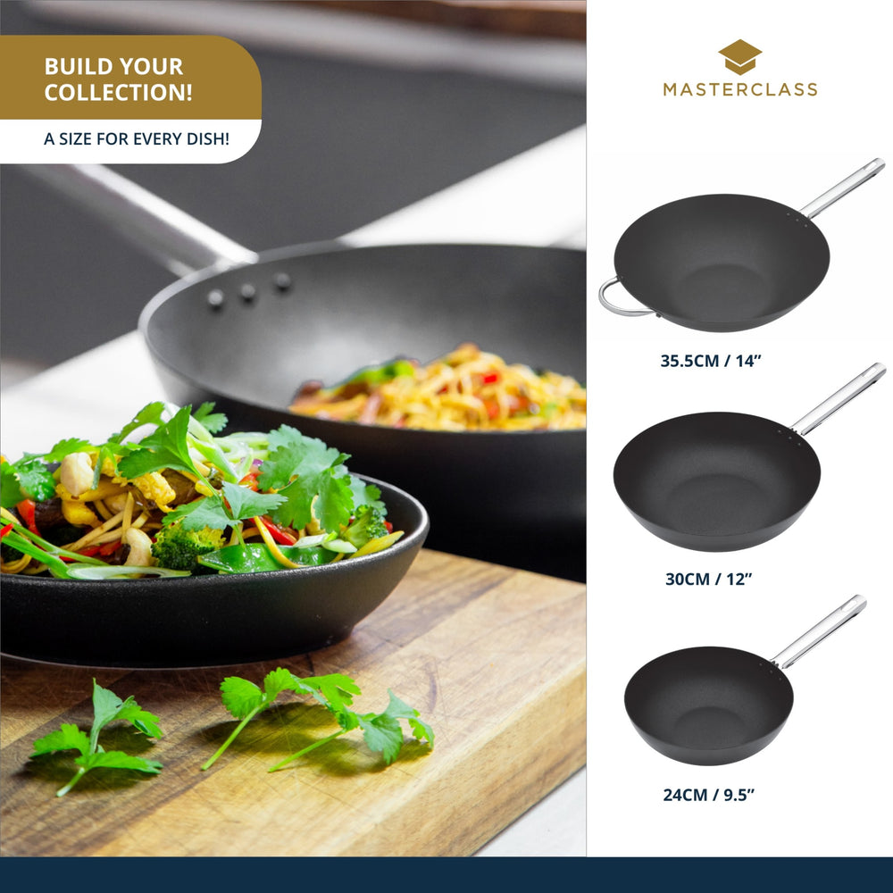 MasterClass Carbon Steel Wok, 24cm