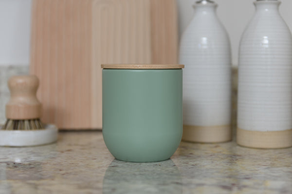 KitchenCraft Idilica Kitchen Canister with Beechwood Lid, 9 x 10cm, Green image 2