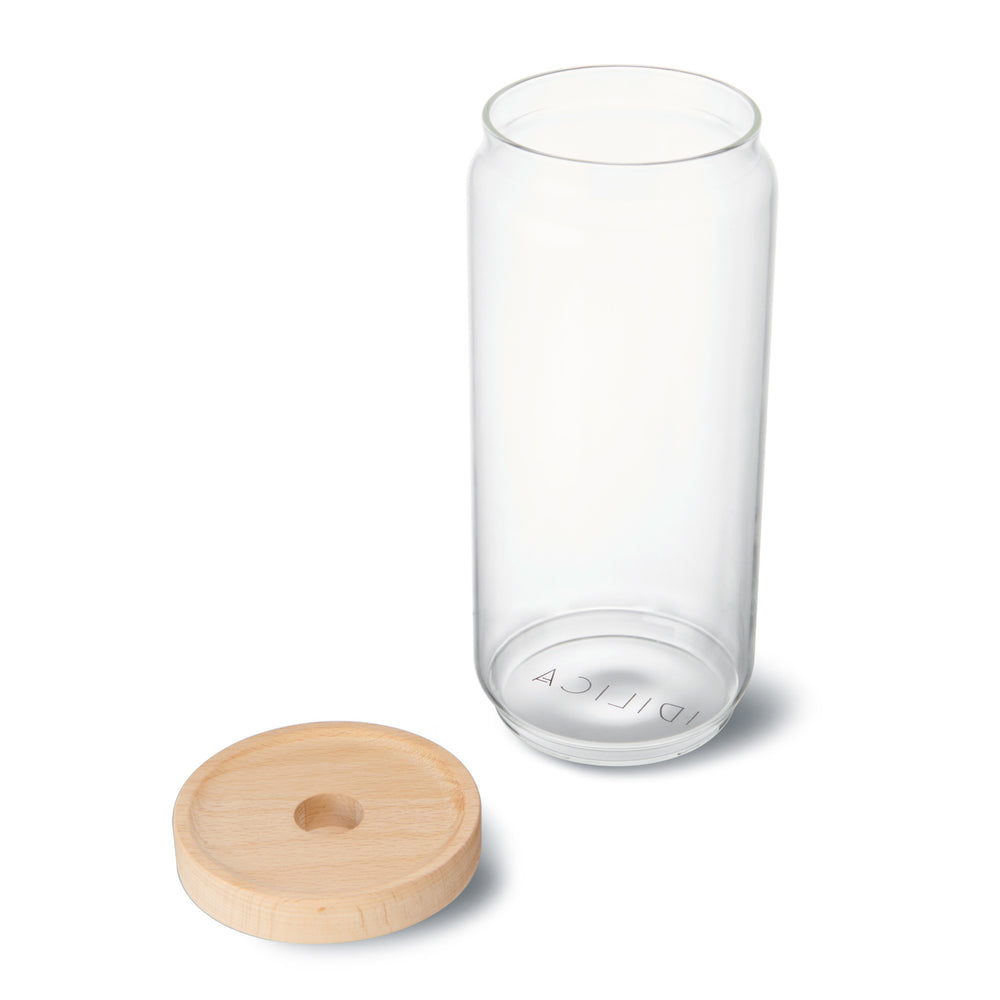 KitchenCraft Idilica Glass Storage Jar with Beechwood Lid, 1000ml