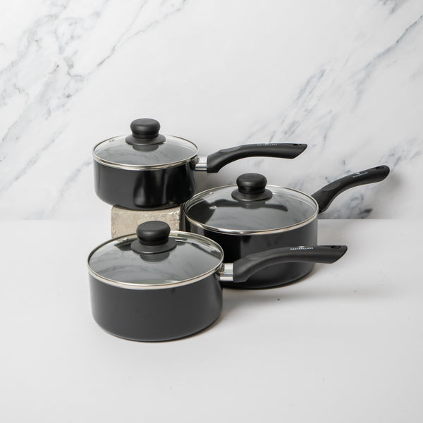 3pc Can-to-Pan Non-Stick Alumninium Saucepan Set,with 16cm, 18cm and 20cm Saucepans with Lids image 2