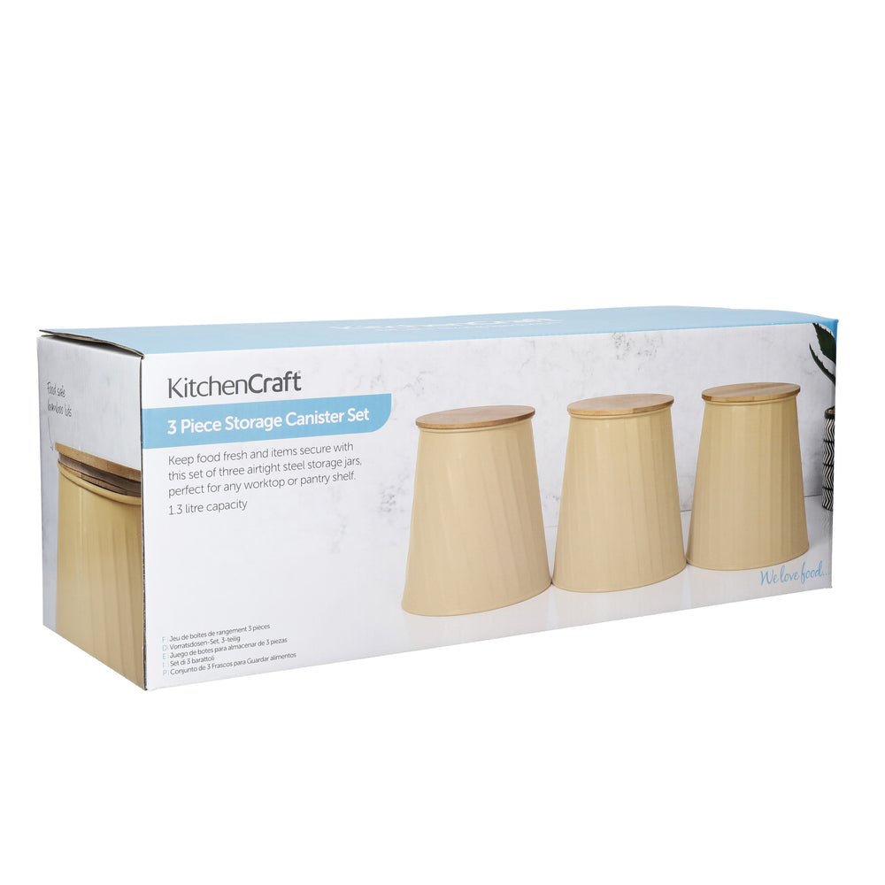 KitchenCraft Storage Canisters - 1.3 L, Yellow, Set of 3