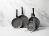 5pc Can-to-Pan Recycled Aluminium Frying Pan Set with 4x Non-Stick Frying Pans, 20cm, 24cm, 28cm & 30cm and Expanding Pan Rack image 5