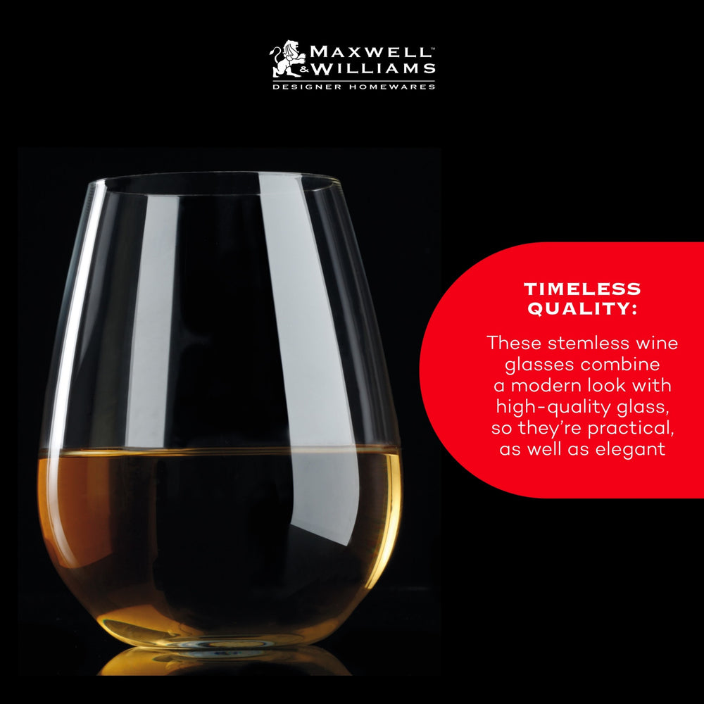 Maxwell & Williams Vino Set of 6 400ml Stemless White Wine Glasses