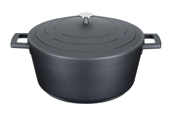 2pc Cookware Set with 2x Cast Aluminium Shallow Casserole Dishes, Black, 28cm/4 Litre, 28cm/5 Litre image 3
