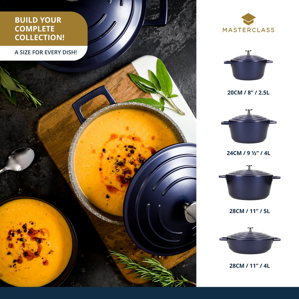 MasterClass Shallow 4 Litre Casserole Dish with Lid - Metallic Blue