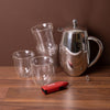6pc Coffee Set with 8-Cup Stainless Steel French Press, 2x Latte Glasses, 2x Cappuccino Cups and Red Battery Milk Frother image 2