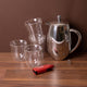 6pc Coffee Set with 8-Cup Stainless Steel French Press, 2x Latte Glasses, 2x Cappuccino Cups and Red Battery Milk Frother
