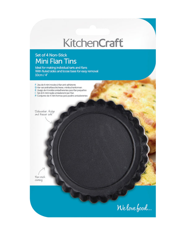 KitchenCraft Non-Stick Mini Fluted Flan Tins, Set of 4 image 3