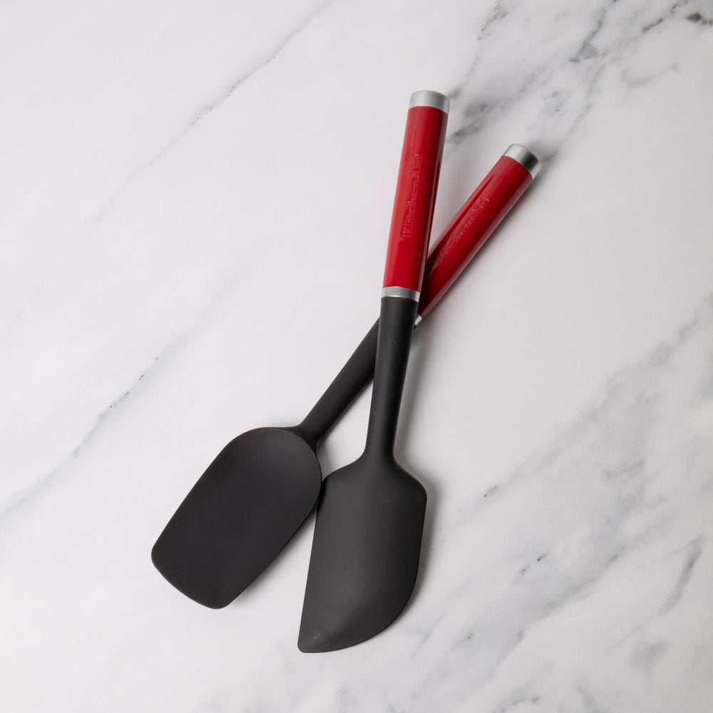 Set of 2 Empire Red Cooking Utensils with Silicone Scraper Spatula & Spoon Spatula