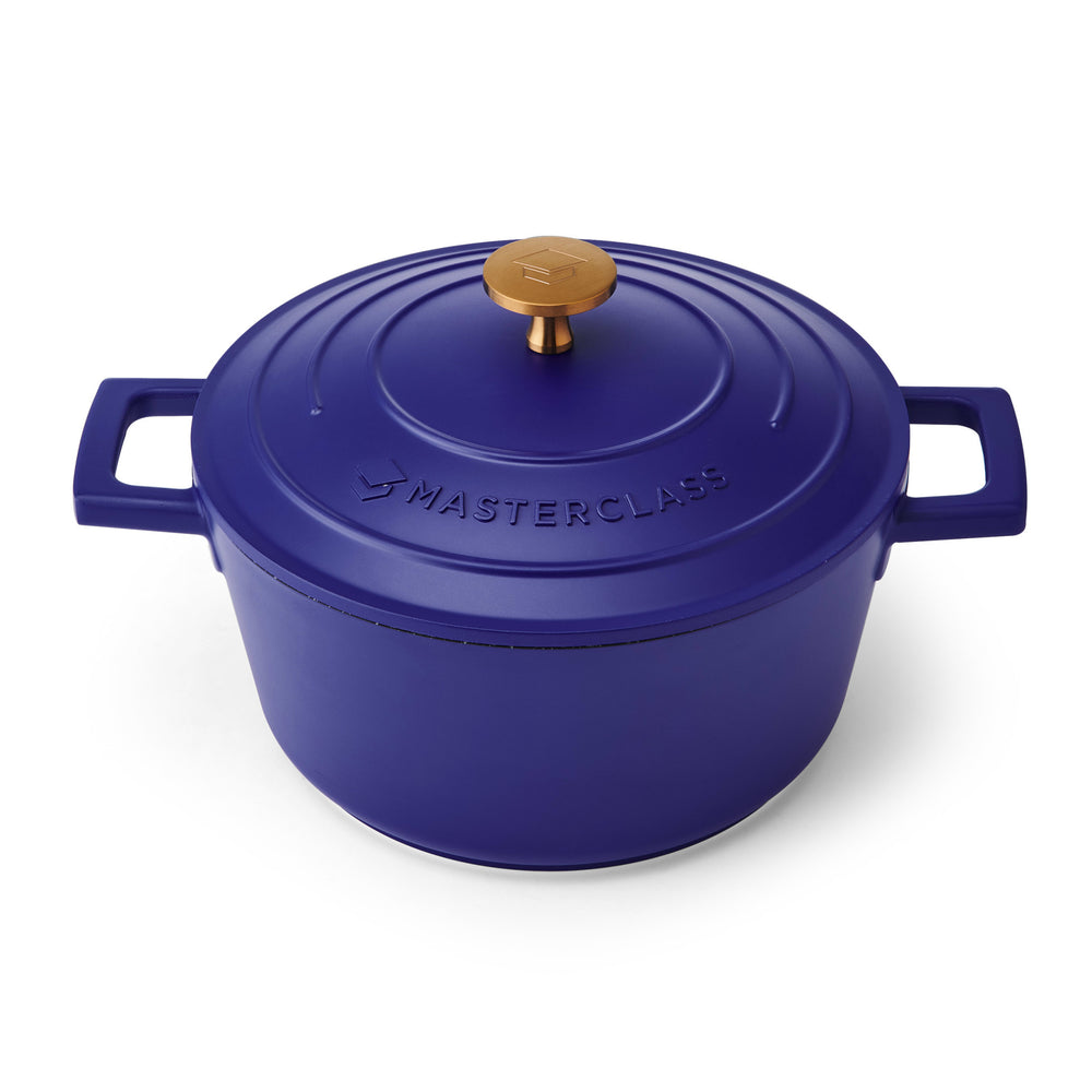 MasterClass Electric Blue Cast Aluminium Casserole Dish, 2.5L