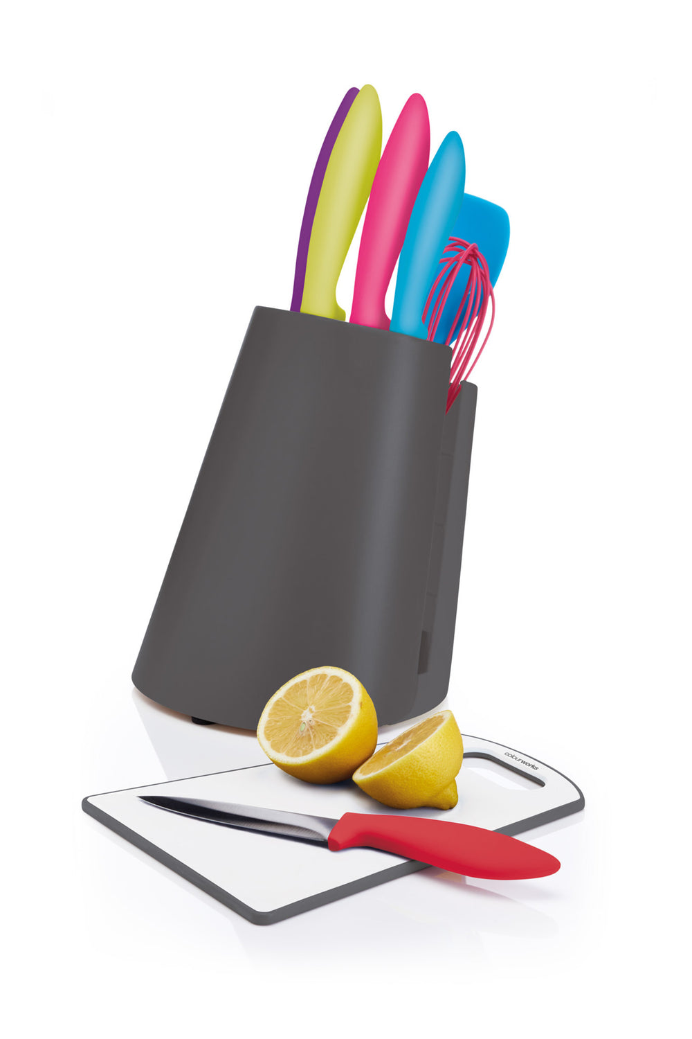 Colourworks 6 Piece Knife Block Set with Wooden Block and Chopping Board image 1