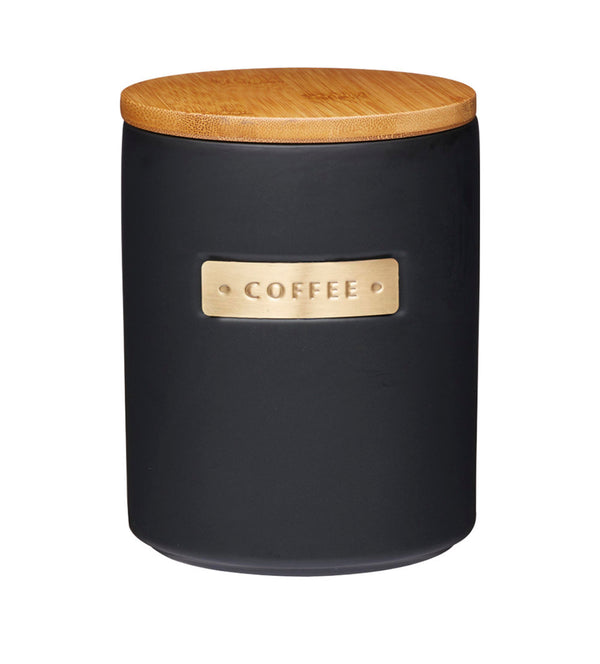 MasterClass Stoneware and Brass Effect Coffee Canister with Airtight Bamboo Lid image 3