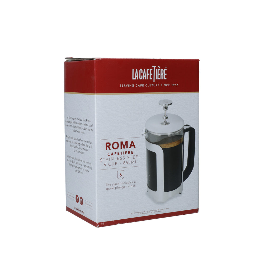 La Cafetière Roma 6 Cup Cafetière - Stainless Steel Finish